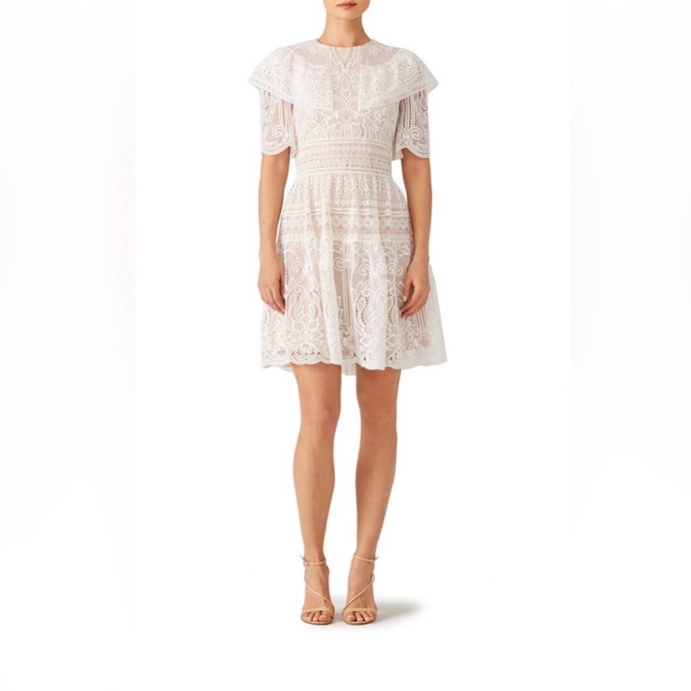 Monique Lhuillier White Lace Dress Size 4 Bridal Fit Flare A Line